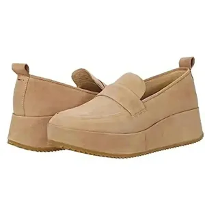 Eileen Fisher Max Platform Wedge Loafers Neutral Tan Leather