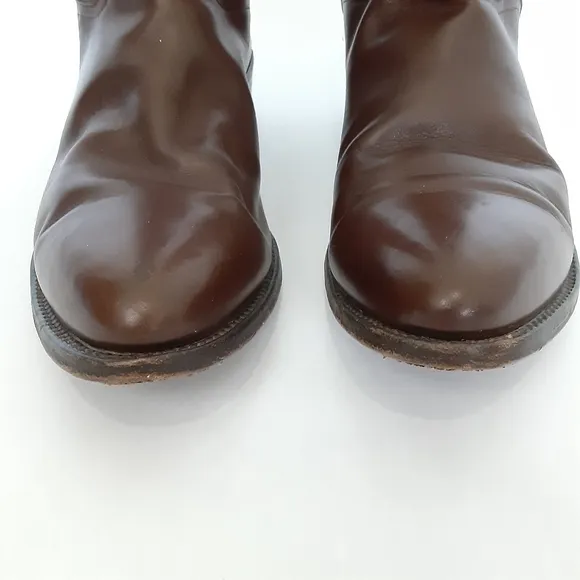 El Dorado Handmade Cowboy Boots Brown Calf Leather Pointed Toe Tall Mens 10.5