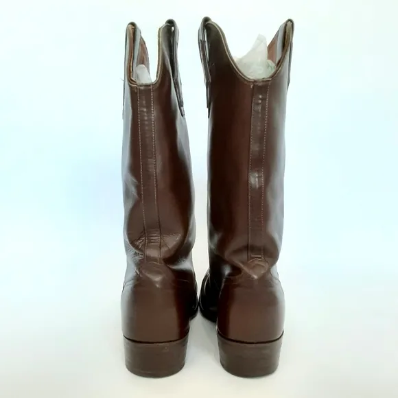 El Dorado Handmade Cowboy Boots Brown Calf Leather Pointed Toe Tall Mens 10.5