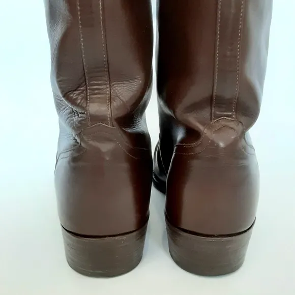 El Dorado Handmade Cowboy Boots Brown Calf Leather Pointed Toe Tall Mens 10.5