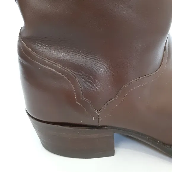 El Dorado Handmade Cowboy Boots Brown Calf Leather Pointed Toe Tall Mens 10.5
