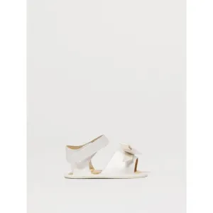 Elisabetta Franchi La Mia Bambina Baby Girl Leather Sandals with Bow Kids White