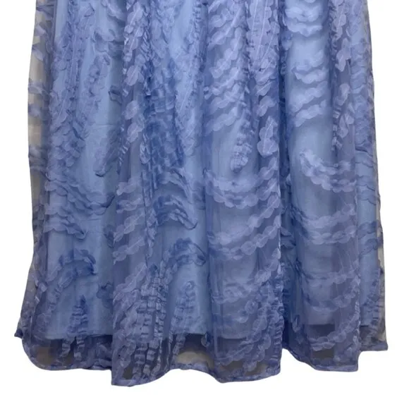 ELOQUII | NWT Textured Plus Size Blue Full Midi Skirt | Size 26/28