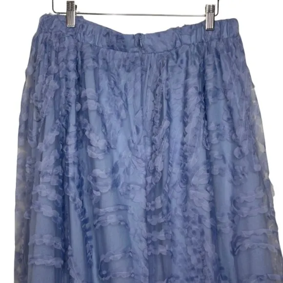 ELOQUII | NWT Textured Plus Size Blue Full Midi Skirt | Size 26/28