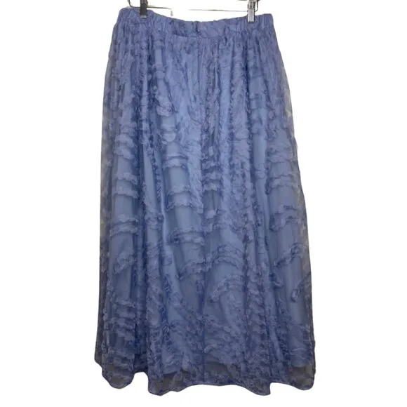 ELOQUII | NWT Textured Plus Size Blue Full Midi Skirt | Size 26/28