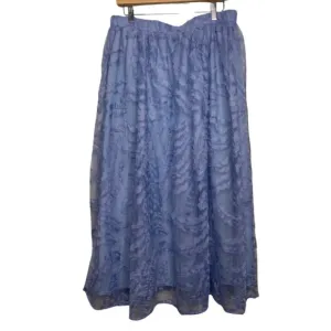 ELOQUII | NWT Textured Plus Size Blue Full Midi Skirt | Size 26/28