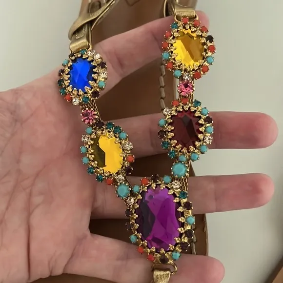 Emanuela Caruso Capri Colorful Jeweled Thong Sandals