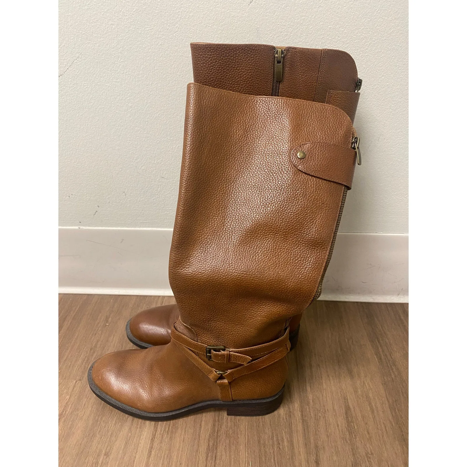 Enzo Leather Brown Knee Boots. Sz 9.5