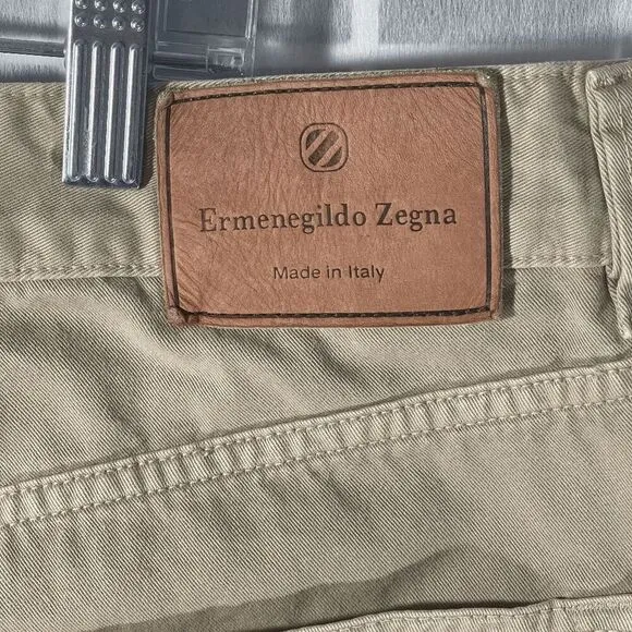 Ermenegildo Zegna Beige Chino Pants Relaxed Fit Cotton Casual Tailored Size 40