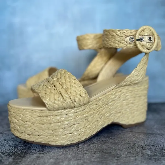 Espadrilles wedges natural tan sandals vacation shoes boho