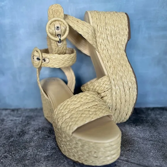 Espadrilles wedges natural tan sandals vacation shoes boho