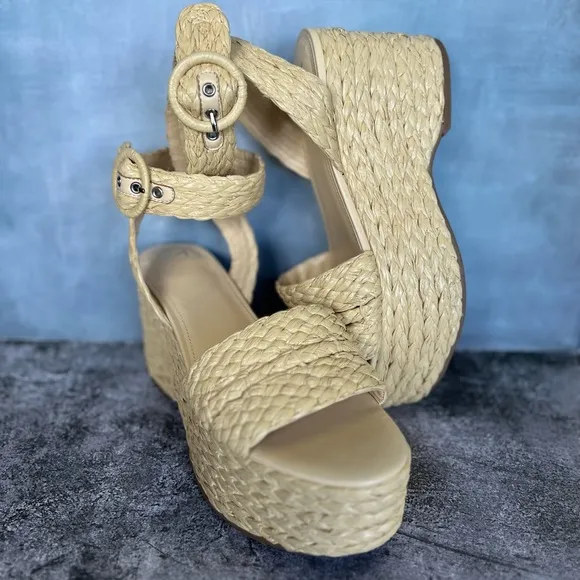Espadrilles wedges natural tan sandals vacation shoes boho
