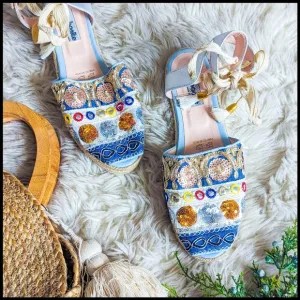 EUC Bon Bonite Embroidered Sequin Espadrilles Rare