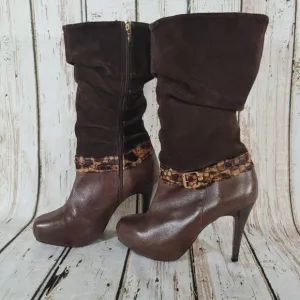 EUC Miucha Brazilian Genuine Leather and Suede Stiletto Boots 🩷LIVE show item
