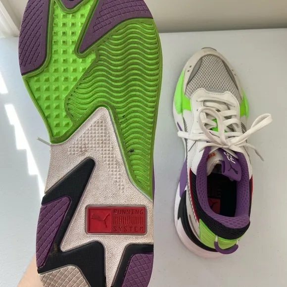 EUC PUMA RS-X Bold men’s purple green white lace up running system sneakers 11