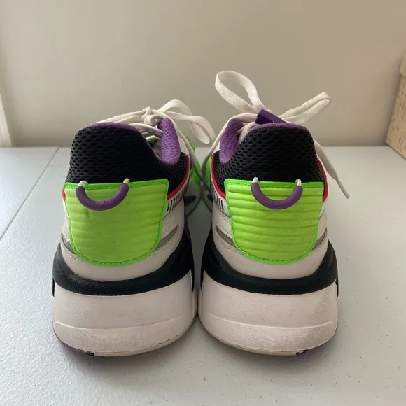 EUC PUMA RS-X Bold men’s purple green white lace up running system sneakers 11