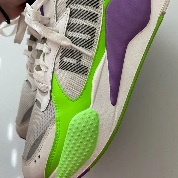 EUC PUMA RS-X Bold men’s purple green white lace up running system sneakers 11