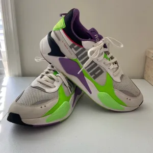 EUC PUMA RS-X Bold men’s purple green white lace up running system sneakers 11