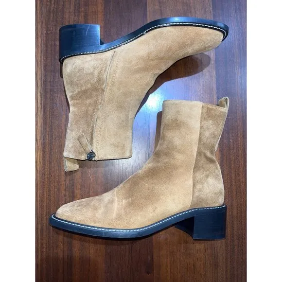 Everlane The City Boot in Toasted Almond Suede 8 New Womens Booties