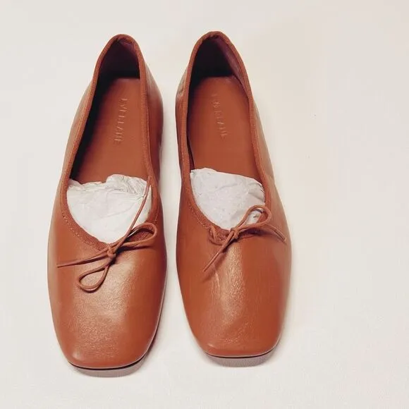 Everlane The Day Ballet Flat in Toaster Almond Leather Shoes Size 7.5 New