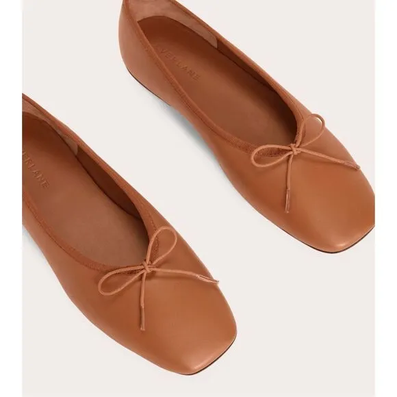 Everlane The Day Ballet Flat in Toaster Almond Leather Shoes Size 7.5 New