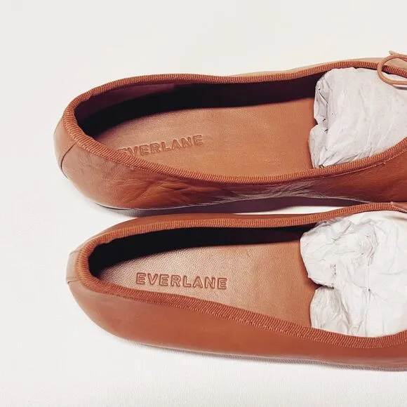 Everlane The Day Ballet Flat in Toaster Almond Leather Shoes Size 7.5 New