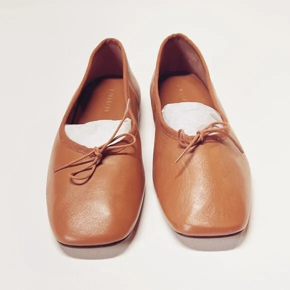 Everlane The Day Ballet Flat in Toaster Almond Leather Shoes Size 7.5 New
