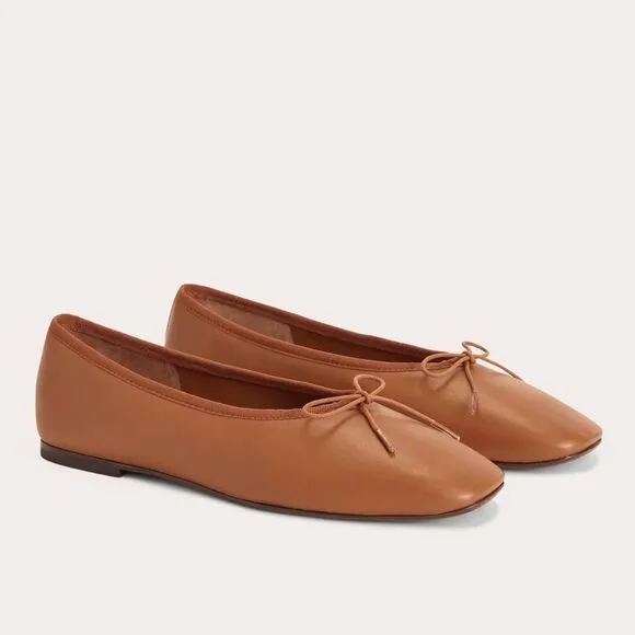 Everlane The Day Ballet Flat in Toaster Almond Leather Shoes Size 7.5 New