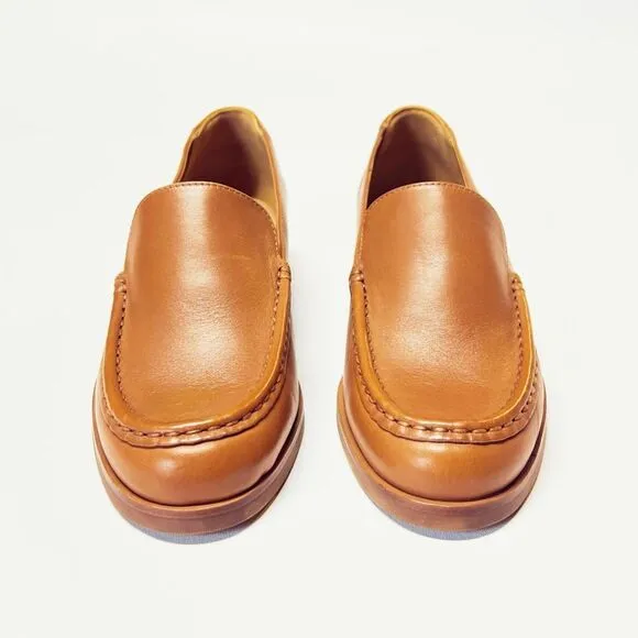 Everlane The Modern Loafer in Camel Brown Leather Shoes Size 7 New
