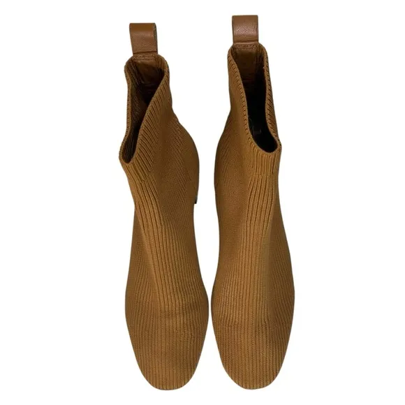 Everlane - Women’s Ankle Boot, &quot;The Glove&quot;, Knit, Ribbed, Heel - Brown, Size 8