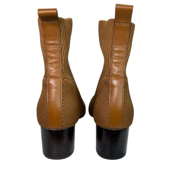 Everlane - Women’s Ankle Boot, &quot;The Glove&quot;, Knit, Ribbed, Heel - Brown, Size 8