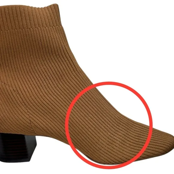 Everlane - Women’s Ankle Boot, &quot;The Glove&quot;, Knit, Ribbed, Heel - Brown, Size 8