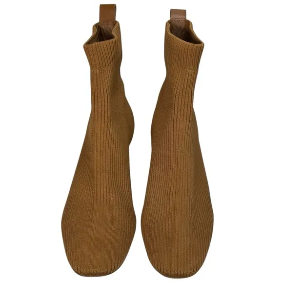 Everlane - Women’s Ankle Boot, &quot;The Glove&quot;, Knit, Ribbed, Heel - Brown, Size 8