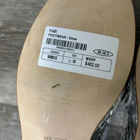 FABI | Silver Metallic Loafers Crocodile Leather Size 36 NEW