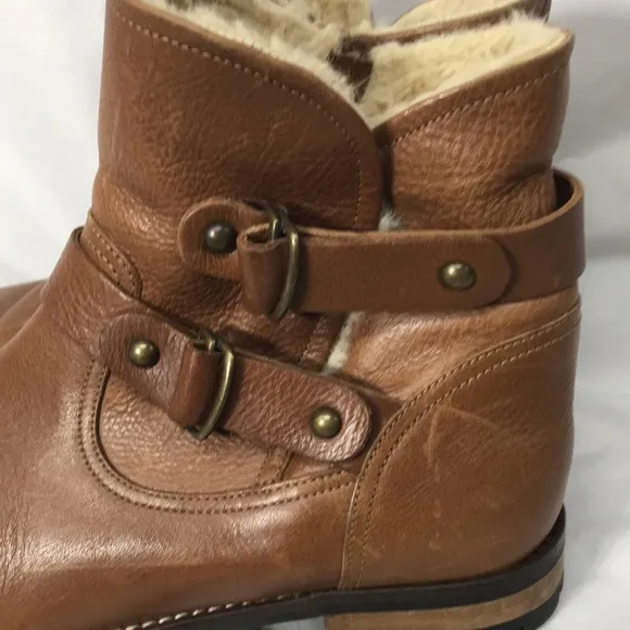Fabianelli Woman’s Cognac Brown Ankle Boots Italian Made Size 11 GREAT Cond…