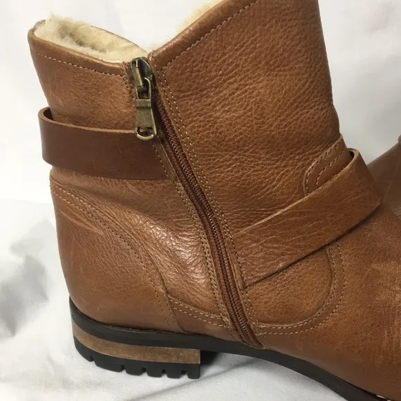 Fabianelli Woman’s Cognac Brown Ankle Boots Italian Made Size 11 GREAT Cond…