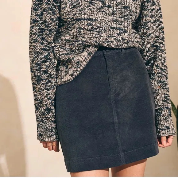 Faherty Blueish? Stretch Corduroy Organic Cotton Lyocell Blend Mini Skirt NWT 8