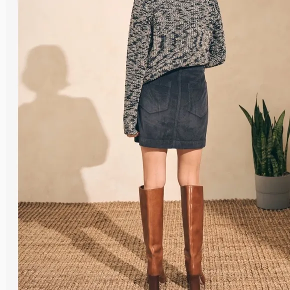 Faherty Blueish? Stretch Corduroy Organic Cotton Lyocell Blend Mini Skirt NWT 8