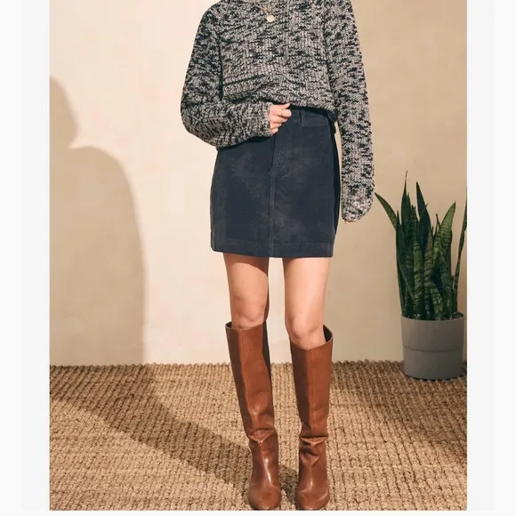 Faherty Blueish? Stretch Corduroy Organic Cotton Lyocell Blend Mini Skirt NWT 8