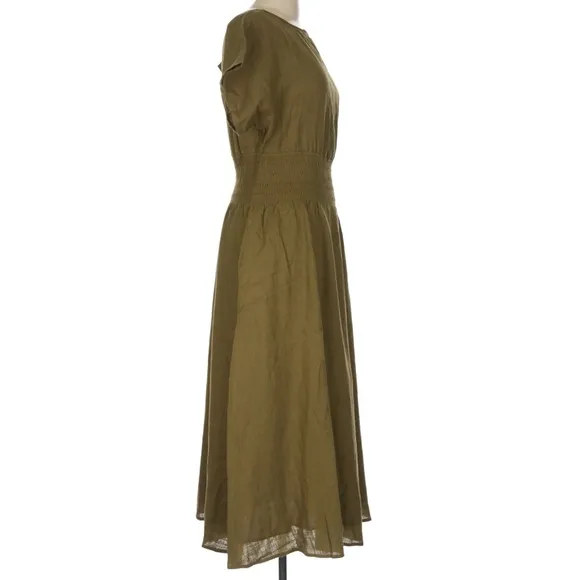 Faherty Coast to Coast 100% Organic Cotton Soft Olive Midi Dress Size Large