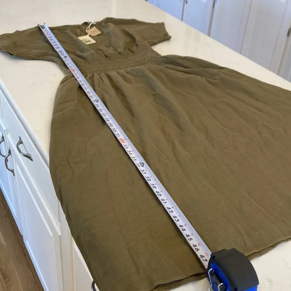 Faherty Coast to Coast 100% Organic Cotton Soft Olive Midi Dress Size Large