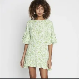 Faithfull The Brand Serafina Freja Green and White Floral Print Mini Dress