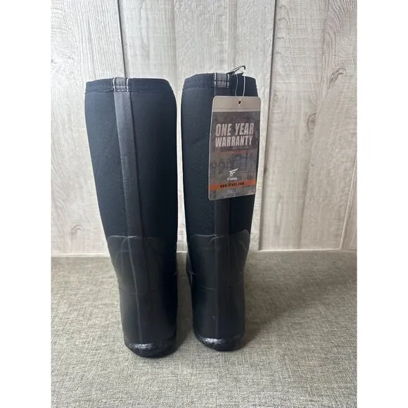 Fans Waterproof Farming Fishing &amp; Hunting Boots Mens Size 13 Black Rubber Upper