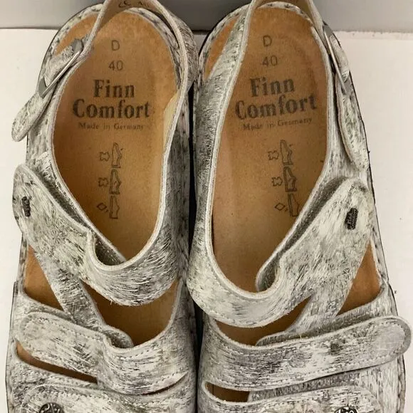 Finn Comfort Women's Gomera Soft Strappy Sandals In Silver Gray Size 40