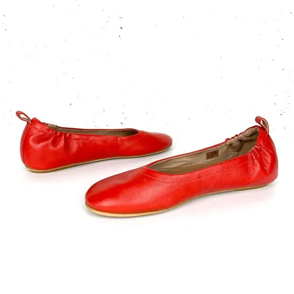 Fit Flop Womens Allegro Leather Ballerinas Flats Red Leather Dynamicush Size 10