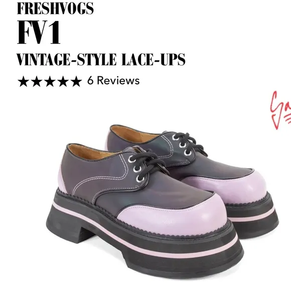 Fluevog NWOB Fresh Vogs FV1 vintage style holographic purple loafer 9/9.5