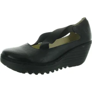 FLY London Womens Yoly 402 Black Criss-Cross Leather Loafers New