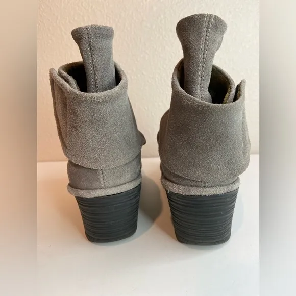 FLY London~Buttery Soft Suede Leather Ruched Ankle Wedge Boots~Size 8-8.5 EU39