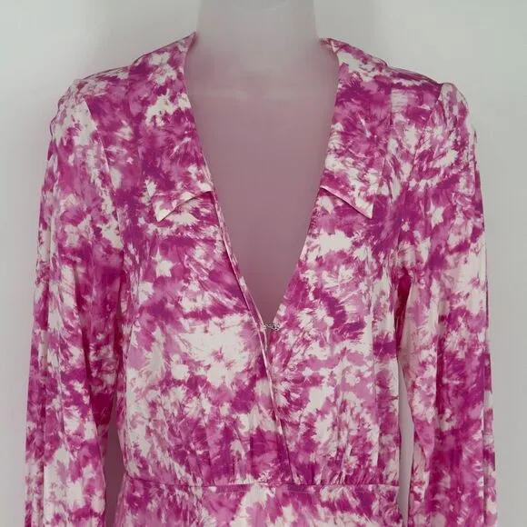 For Love &amp; Lemons Pink Tie Dye Devon Shirt Dress 100% Bamboo Size M Barbiecore