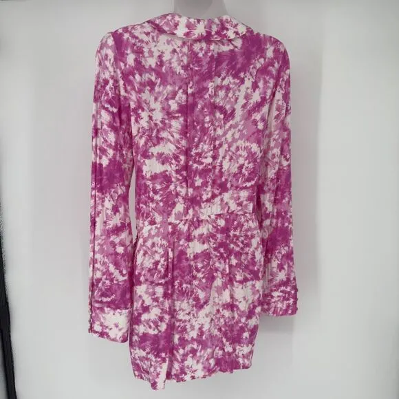 For Love &amp; Lemons Pink Tie Dye Devon Shirt Dress 100% Bamboo Size M Barbiecore